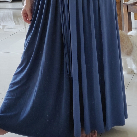 Two Blue Tones Maxi Dress with belt - Picture 6 of 8